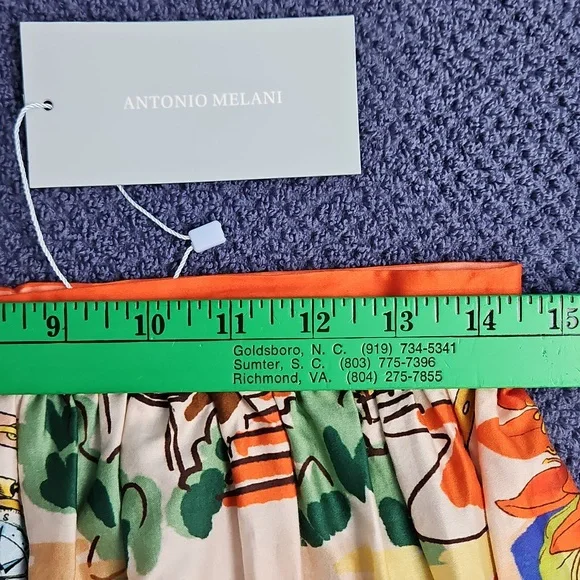 ANTONIO MELANI Evie Cotton A-line Maxi Skirt: Ocean Print: Size-6 - Picture 11 of 16